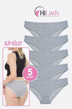 HiLady Kadın Külot, Gri Slip Külot, 5'li Paket