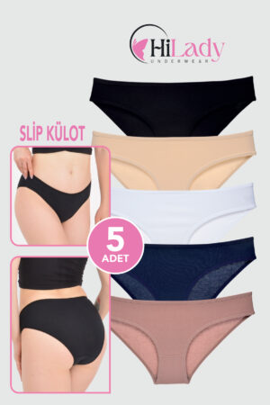 HiLady Kadın Külot, Vizonlu Slip Külot, 5'li Paket
