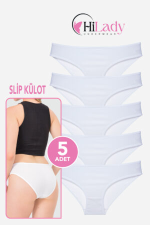 HiLady Kadın Külot, Beyaz Slip Külot, 5'li Paket