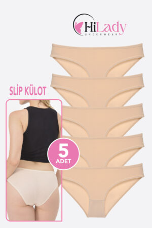 HiLady Kadın Külot, Ten Rengi Slip Külot, 5'li Paket
