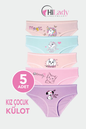 HiLady Çocuk Külot, Karışık Renkli Baskılı Çocuk Külot, 5'li Paket