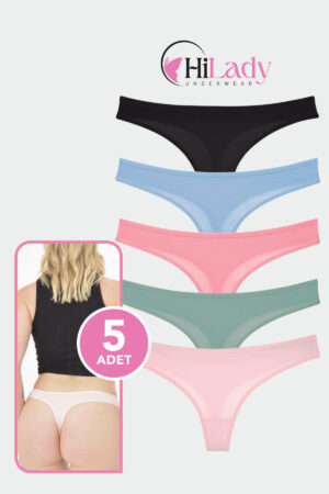 HiLady Kadın Tanga, Koyu Soft Tanga Külot, 5'li Paket
